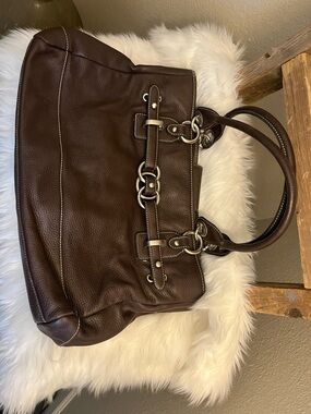 Wilsons Leather Dark Brown Leather Ring-Accent Tote